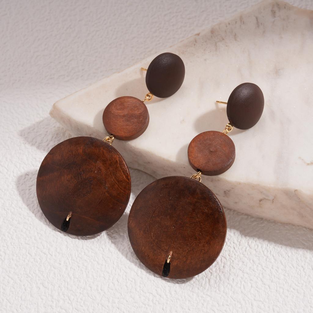 Flower Round Leopard Print Earrings Maillard Autumn and Winter Fashion High-end Earrings