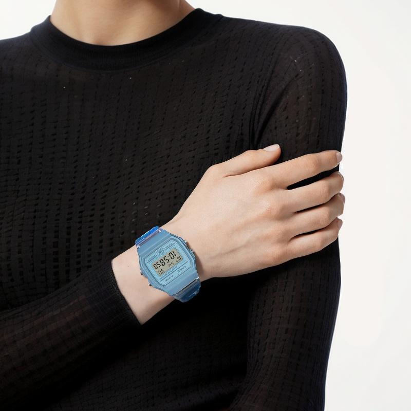 Casio YOUTH series - silicone small square square watch retro fashion trend macaron color classic small square waterproof quartz movement F-91WS-2JH