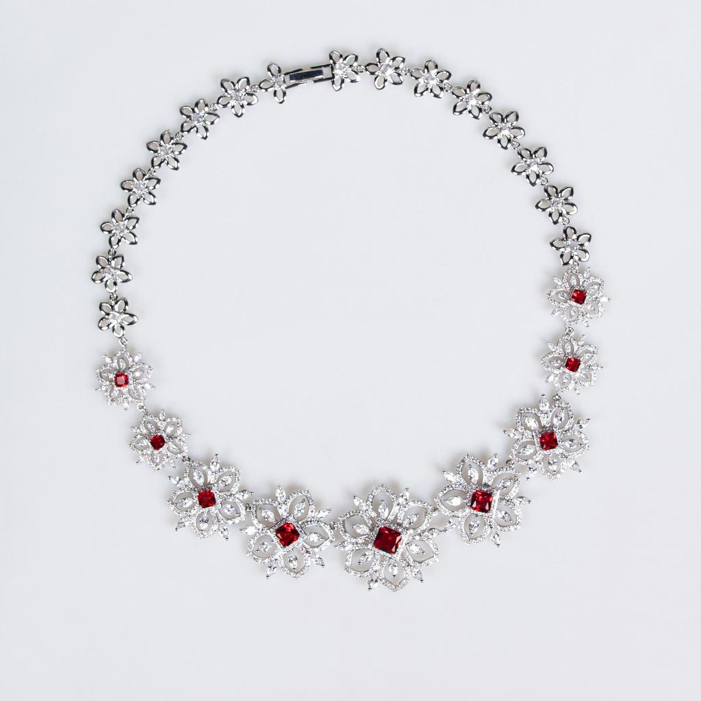 Luxury European & American Necklace & Zircon Earrings Set - Women's High-End Ins Style for Evening & Wedding Dress