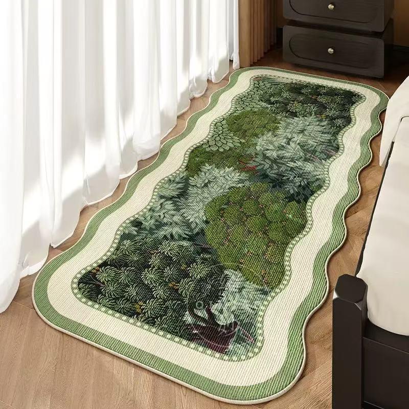 French Retro Non-Slip Bedside Rug - Washable Thickened Floor Mat for Bedroom or Balcony