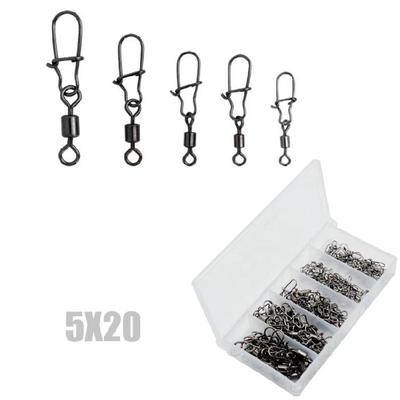 100pcs Barrels Swivels Ball Bearing Barrels Rolling Swivels for Saltwater Freshwater Fishing Lure Hook Connector with Snaps