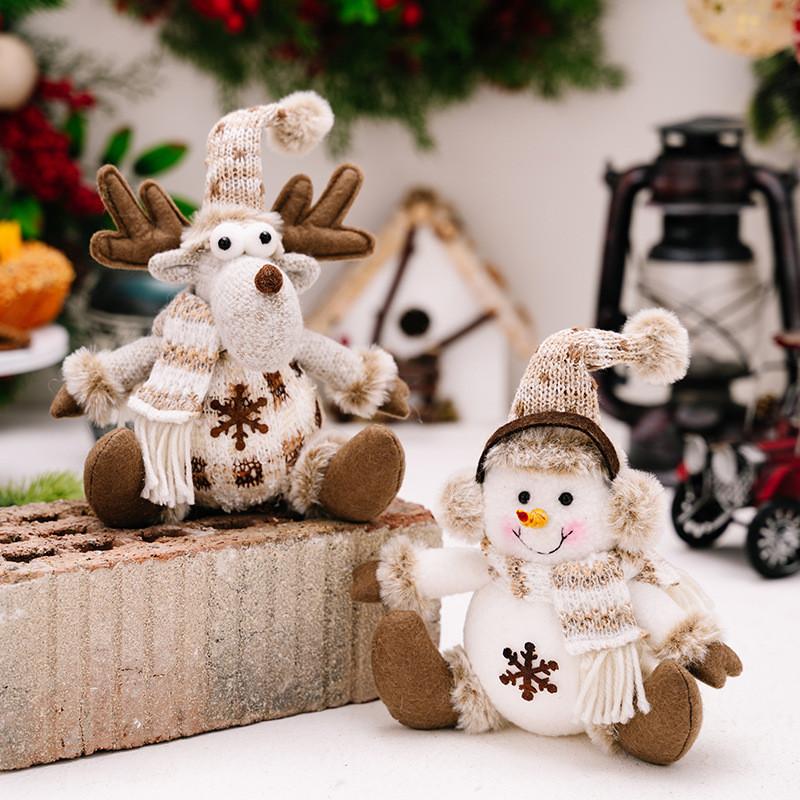 Style Unique European Knitted Christmas Decorations Including Snowman Reindeer And Elderly Figurines Ideal For Gifting Holiday