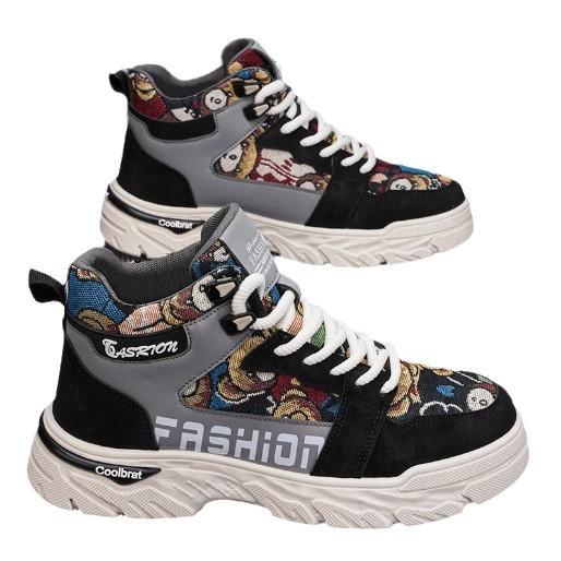 Martin Boots Men's High-top Winter Black Canvas Tooling Shoes Platform Non-slip Men's Outdoor Mid-top Tactical Training Boots