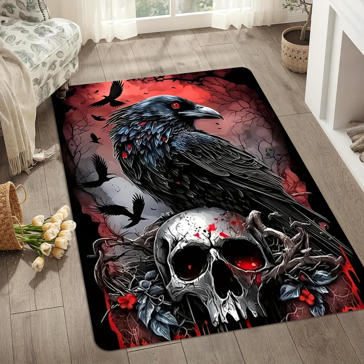 

Ковер с черепом ворона - Моющийся ковер для помещений/улицы для гостиной, спальни и патио, готический домашний декор 60*90cm