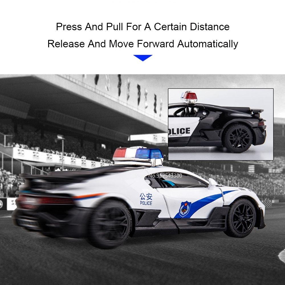 1:32 Scale Divo Santana Police Car Model Toy Sound Light Pull Back Doors Opened Supercar Models Toys for Kids' Edutainment