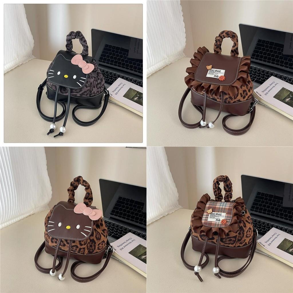 Hello Kitty Cat Mini Backpack With Nylon Material And Butterfly Knot For Daily Use