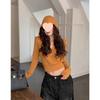 American Spicy Girl Women's Slim Fit Orange Hooded Knitted Sweater