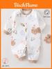 Baby Cotton Long Sleeve Romper With Snap Closure For Newborn Infants