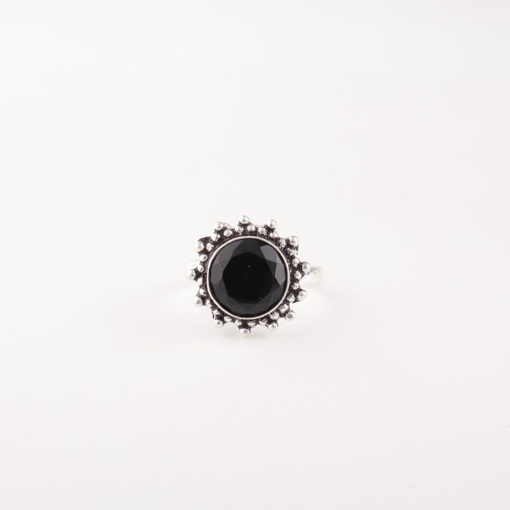 Black Onyx Gemstone 925 Sterling Silver Jewelry Handmade Bohemian Ring For Wife RR-7-18