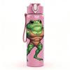 1PC Green Frog Character 750ml Color Plastic Sports Water Bottle Leakproof Flip Straw Lid Suitable for Sports Office Home Use