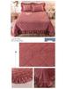 Warm Winter Crystal Velvet Quilted Bedspread with Lace Edge, Cotton-Padded, Double-Sided, Non-Slip Tatami
