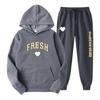 2023 Autumn/Winter New Trendy Street Loose Hoodie Set for Men's Trendy Hip Hop Casual Top Thickened