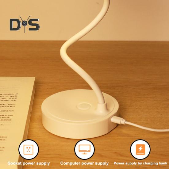 LEDowa Lampka Nocna 3 Poziomy Ściemniania Bez Migotania Ochrona Oczu USB Ładowana Bateryjnie Przenośna Dotykowa Lampka Stołowa