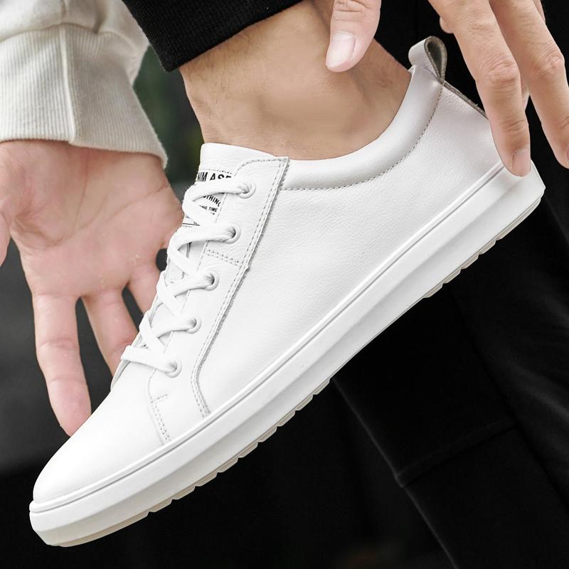 Pánské ležérní šněrovací tenisky, módní a pohodlné tenisky Ležérní pánská obuv z pravé kůže