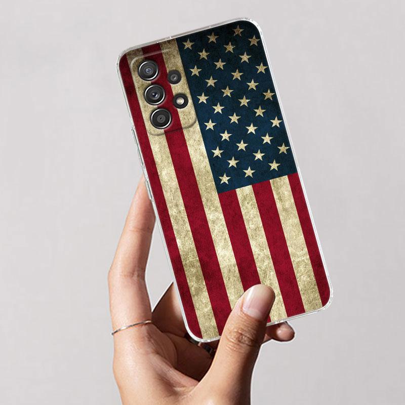 American USA Flag Eagle For Samsung Galaxy A55 Case A54 A52 A53 5G A15 A14 A13 A21S A23 A51 A34 A35 A33 A32 A72 A71 Phone Cover