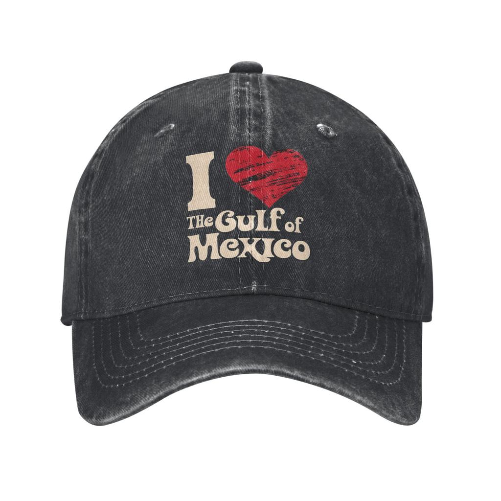 Retro I Love The Gulf Of Mexico Baseball Caps Unisex Distressed Cotton Snapback Hat Travel Gift Caps Hat
