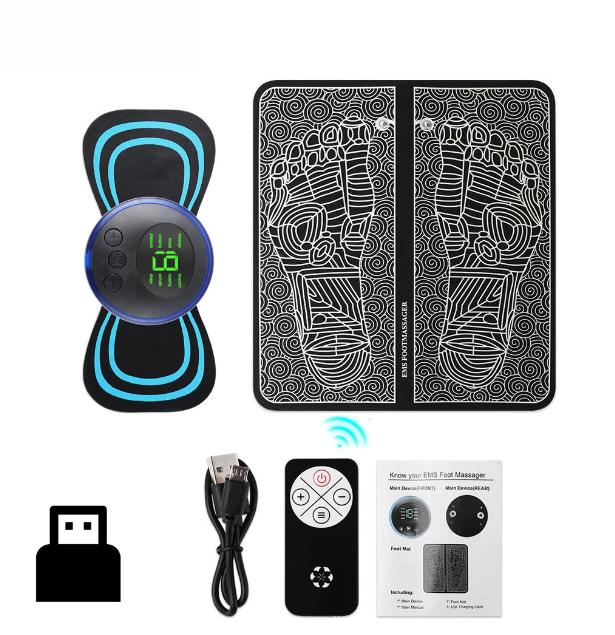Elektrisches Fußmassagegerät EMS Fußmuskelstimulationspad 8 Modi 19 Stärkestufen Leicht Faltbar Lindert Fußdruck