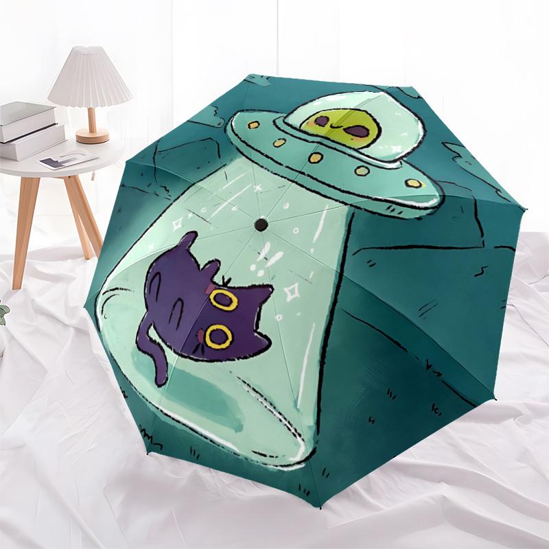 1pc Alien Spaceship Automatic Open/Close Umbrella with One Touch Button,, Windproof Design Lightweight Portable Umbrella for Women & Men6116
