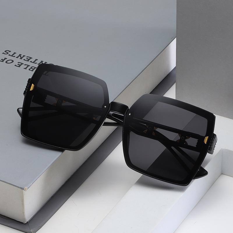 New Trendy Big Face Slim Sunglasses For Women UV Protection Large Frame 7818