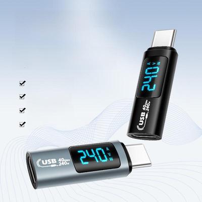 USB4 240 W Typ-C Digitalanzeigeadapter, Aluminiumlegierung, 40 Gbit/s, kompatibel mit Apple 15-Serie – Spannungs- und Leistungsüberwachung.