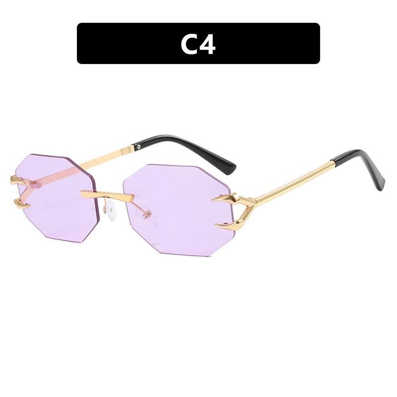 New Women Sunglasses Fun Octagonal Trend Personalized Shades Fashion Retro Frameless Versatile Sunshade Sun Glasses