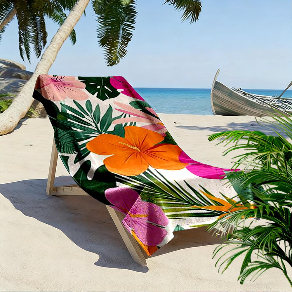Tropical Floral Pattern with Bright Flowers Beach towel quick-drying for travel outdoor sports jogging beach and swimming