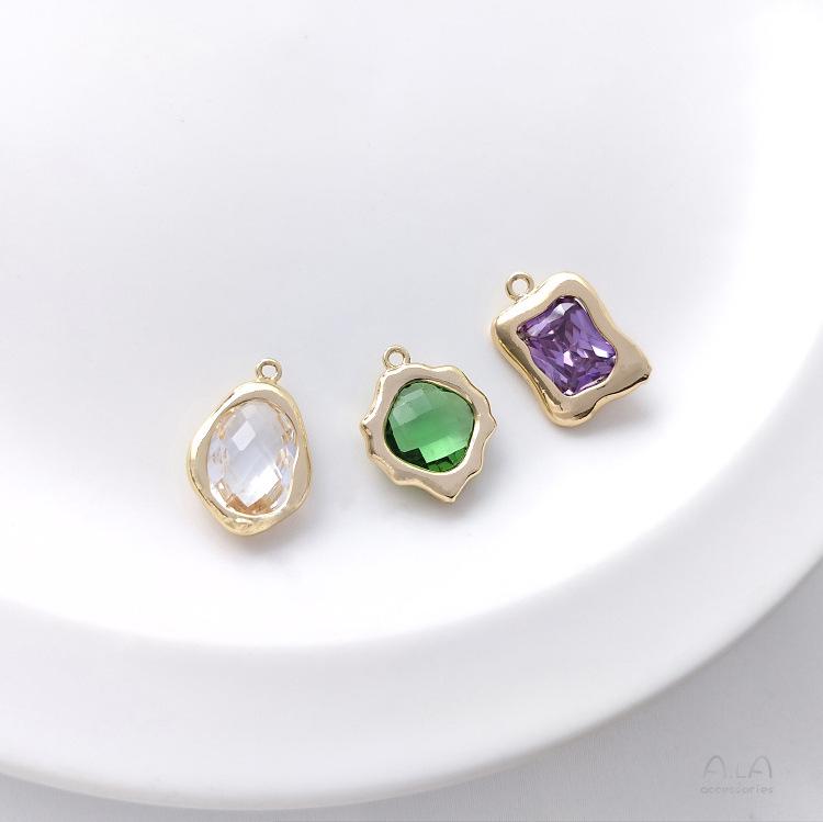 14K Gold-Filled Colorful Zircon 'Lover Bean' Pendant - DIY Necklace Charm