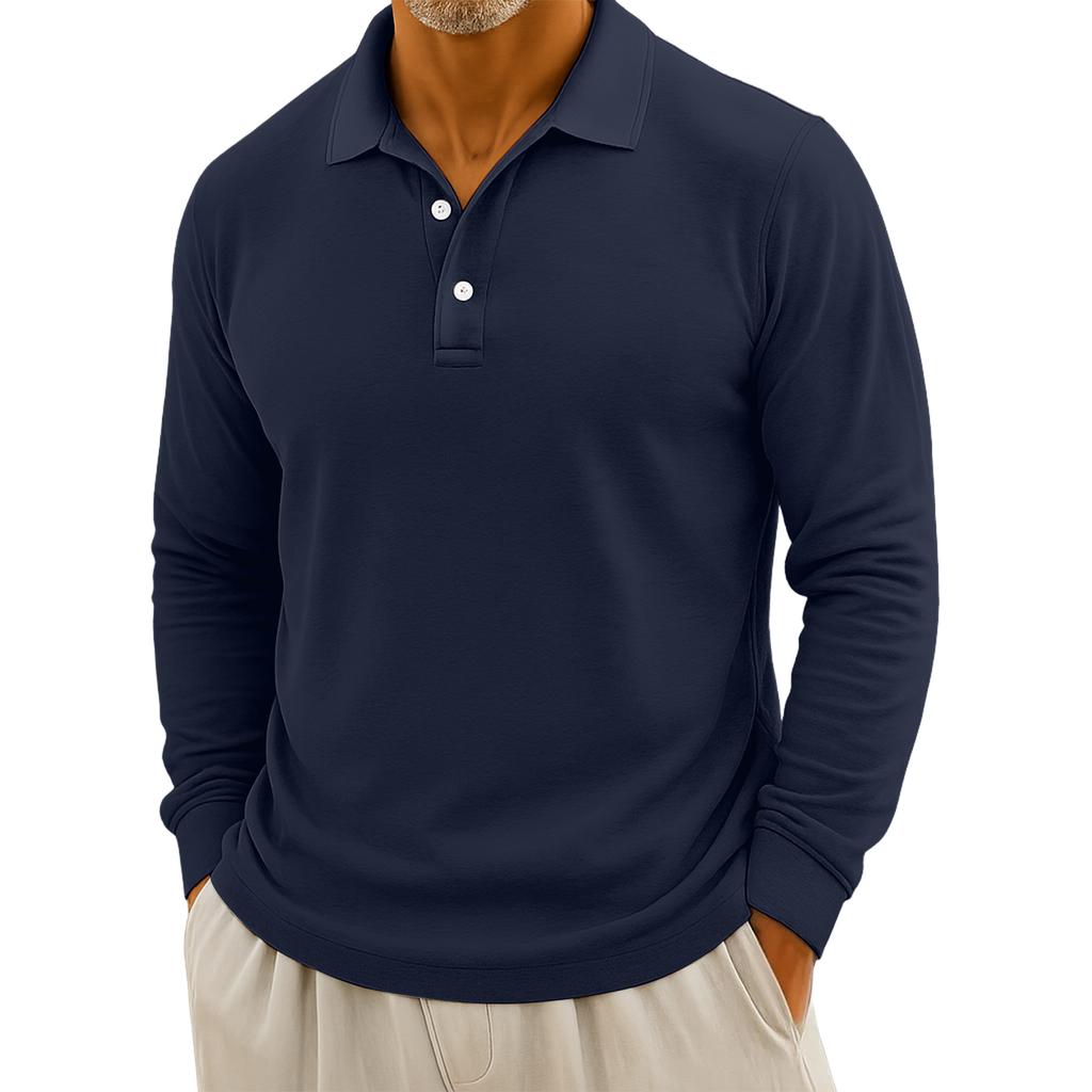 Men's Casual Solid Color Button Long Sleeve Top