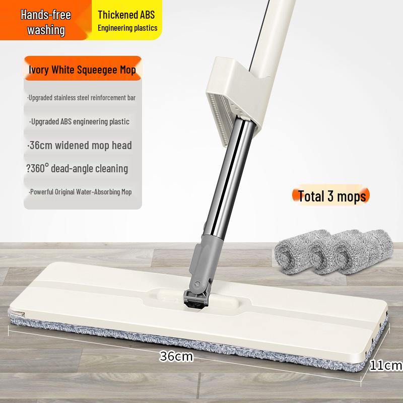 Large Hands-Free Wet & Dry Flat Mop with Squeegee