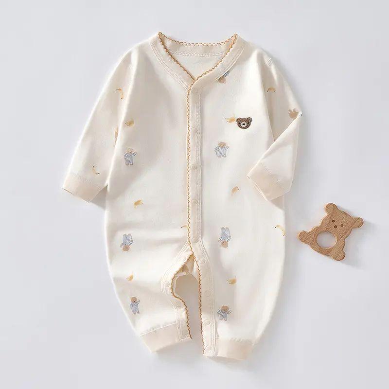 

Детский комбинезон из чистого хлопка, одежда на весну и осень, новорожденный, бесшовный, всесезонная пижама, детский прогулочный ромпер, ромпер Small Bear clothes 80cm