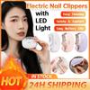 2-in-1 Electric Auto Nail Clippers with LED Light Portable Nail Polishing Grinder USB Rechargeable Electric Nail File for Senior