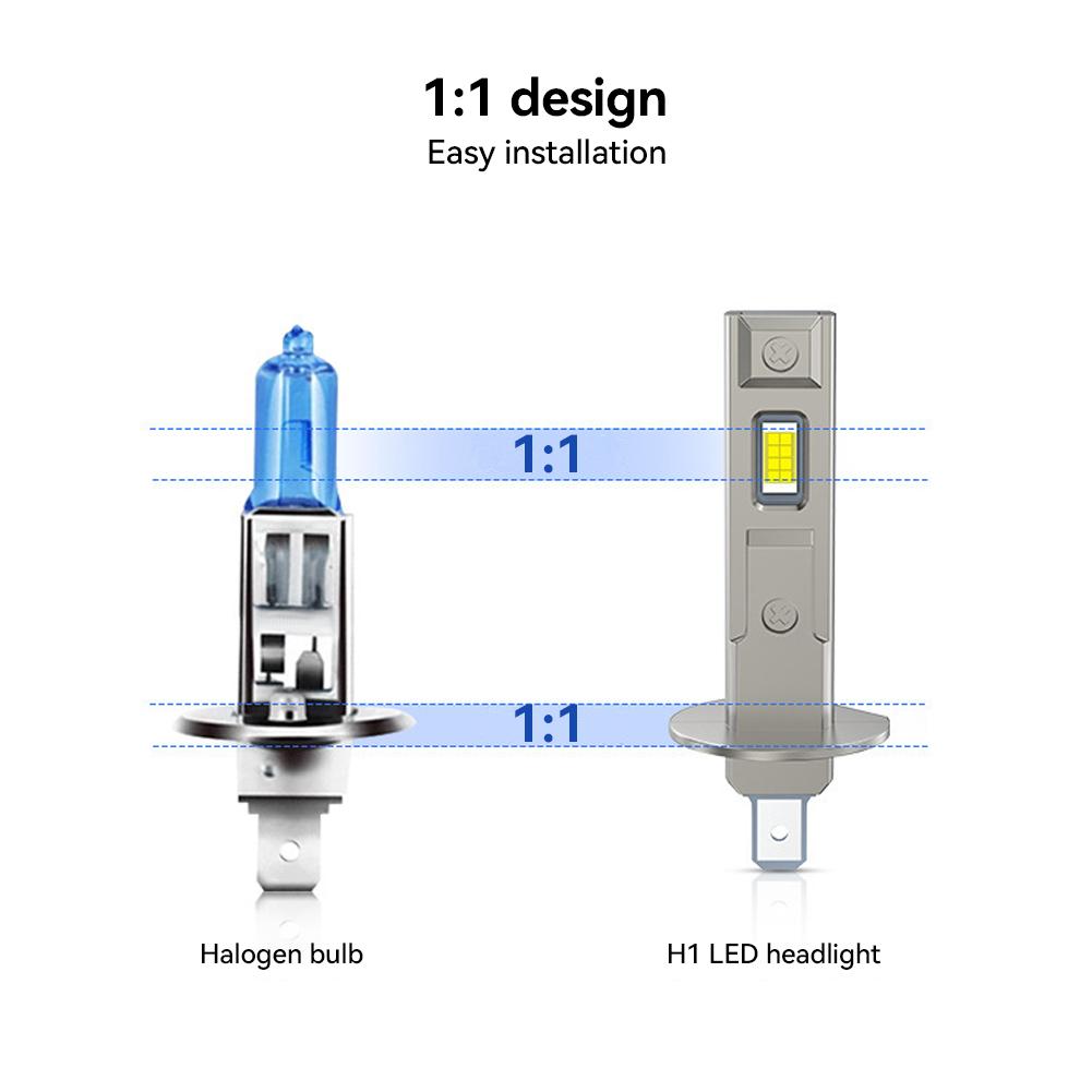 قطعة واحدة H1 H3 H7 مصباح أمامي LED للسيارة 50 واط CSP مصباح أمامي للسيارة بدون مروحة ضوء ديود تلقائي مصابيح ضباب 12 فولت 6000 كلفن