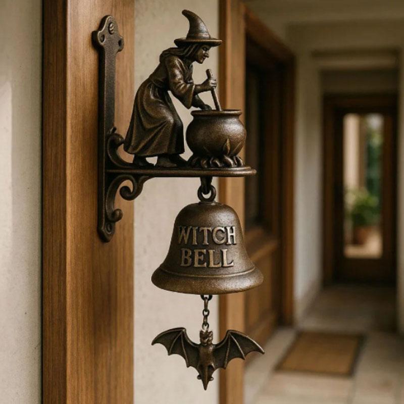 Vintage Witch Doorbell – Alloy Halloween Protection Door Hangers Bell With Witch