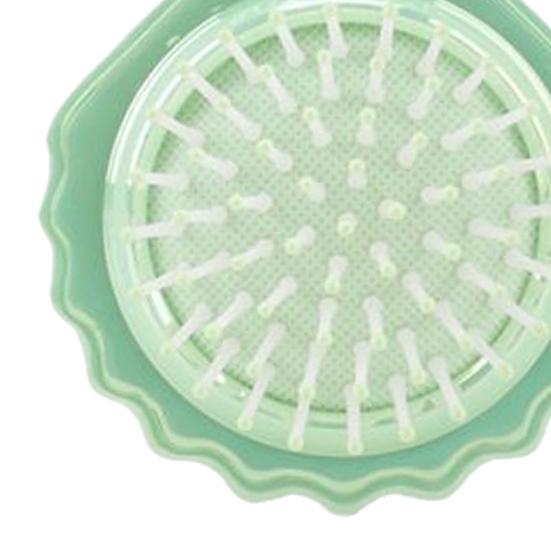 2-In-1 Mini Air Cushion Brush with Makeup Mirror Portable Shell Shape Travel Hair Comb Women Girls Folding Round Mirror Scalp