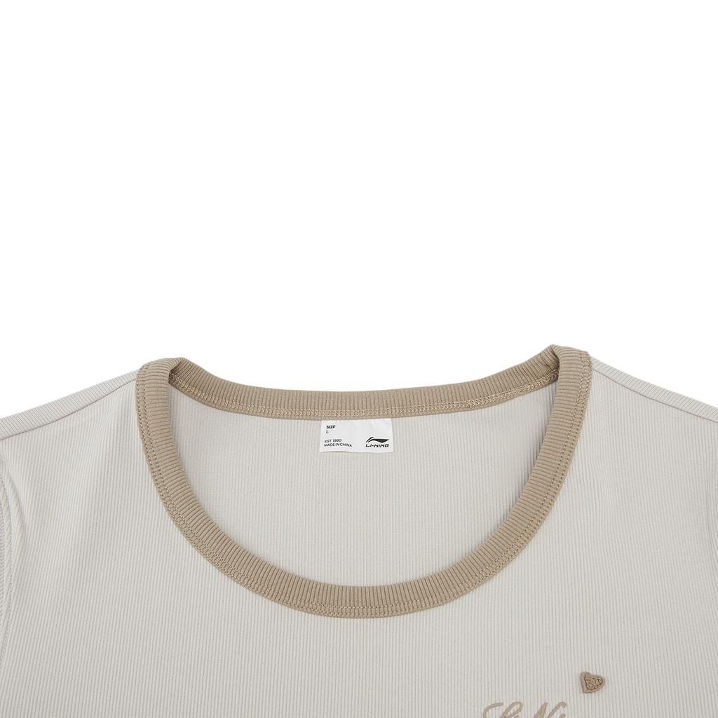 Li Ning Sports Lifestyle Series Round Neck Logo Letter Short Sleeve T-Shirt Women tops ATSW268-7
