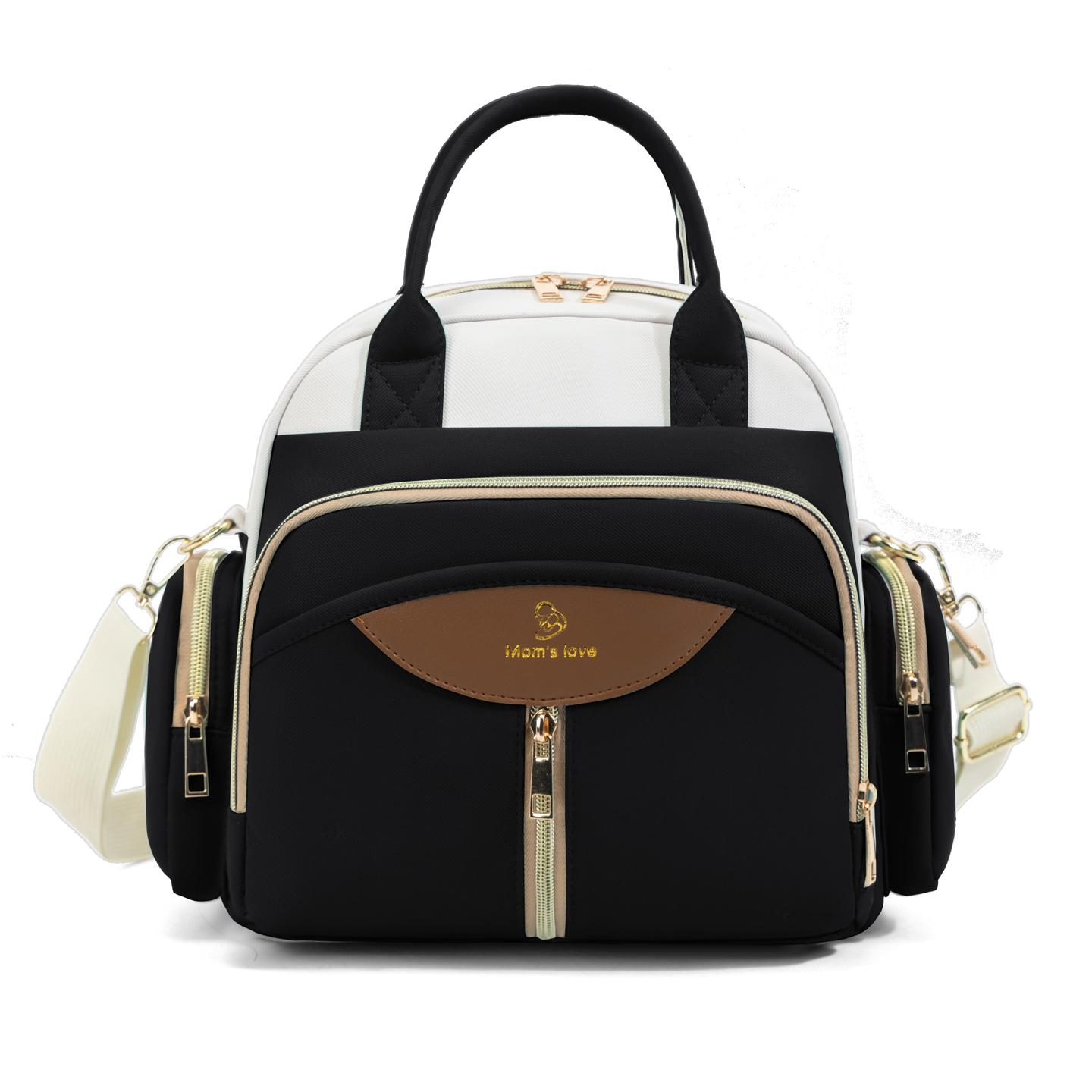 

Сумка-тоут для мамы Оксфорд Многофункциональный рюкзак Сумки через плечо для детских подгузников Сумка-холодильник для детских бутылочек на открытом воздухе Женский портативный рюкзак для коляски чёрный