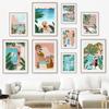 Marokko Frau Reise Wandkunst Leinwand Schwimmbad Tropisches Blatt Nordische Poster und Drucke Wandbilder für Wohnzimmerdekor