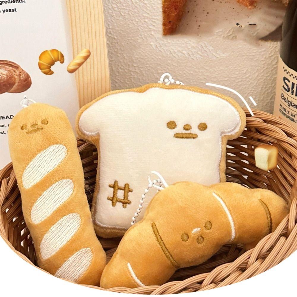 Croissant Plush Bread Key Chain Cartoon Bag Pendant Funny Food Plush Keychain  Backpack Decor