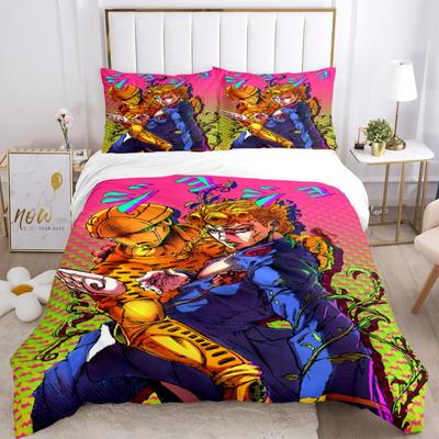 Set de lenjerie de pat din trei piese cu imprimeu anime JOJO Articol de modă Băieți sau adulți pentru paturi Huse de pilota Fețe de pernă Set de lenjerie de pat Cadou