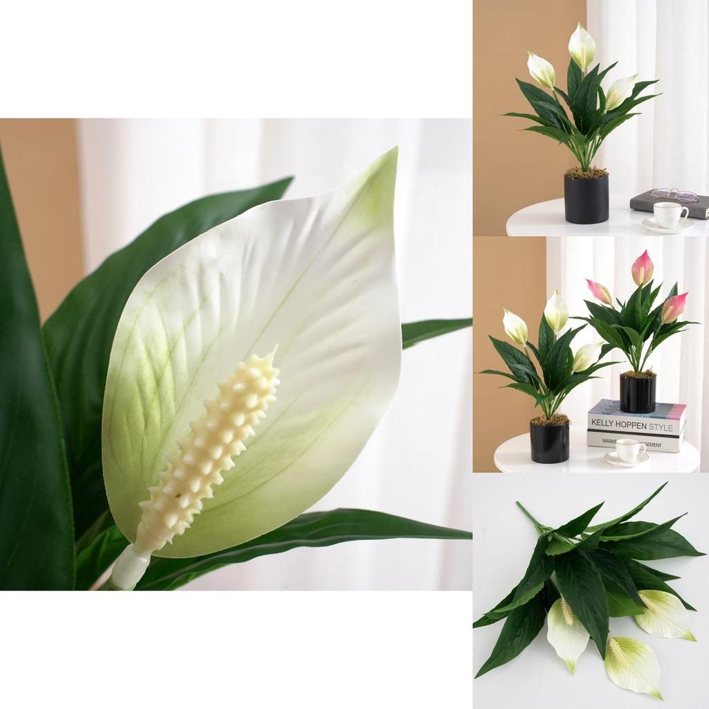 Silk Plant Spathiphyllum Artificial Flower Decor For Home Office Gift