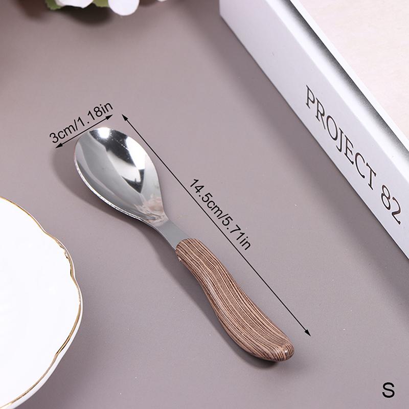 

1 шт. Столовые приборы из нержавеющей стали с имитацией деревянной ручки, западная посуда, десертная ложка для супа, посуда для бара и ресторана западной кухни S