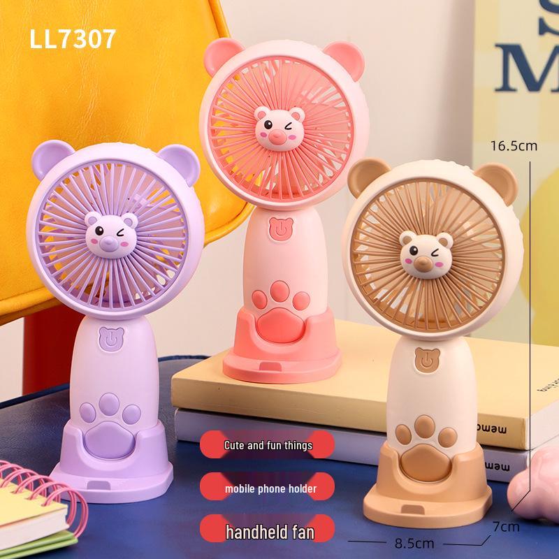 Ventilador portátil USB de dibujos animados - Mini ventilador eléctrico de escritorio para uso en exteriores