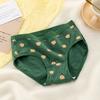 Japanese Style Teenage Girls Panties Cute Bear Pattern Green Cotton Crotch Briefs Mid-rise Cartoon Student Underpants
