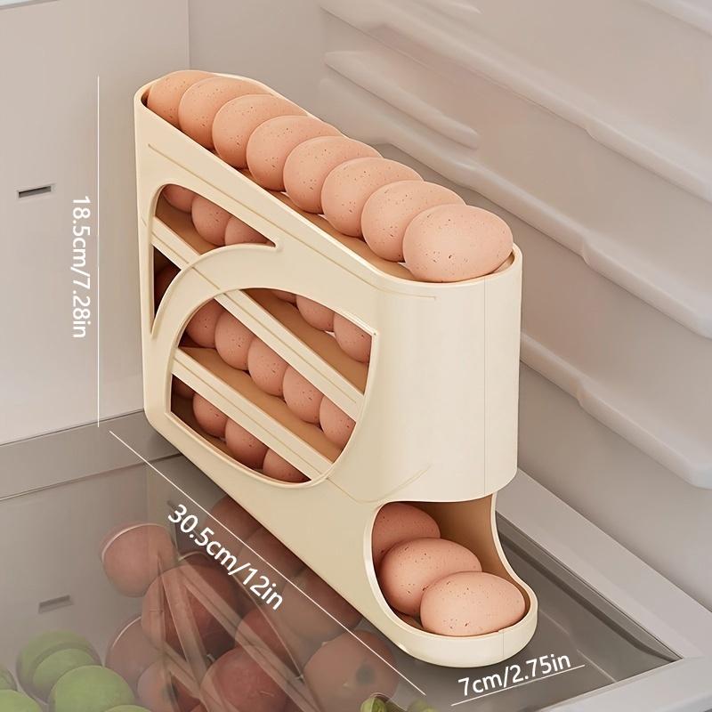 One automatic egg filling rack for the refrigerator. It slides down automatically. Saves effort and space. Large capacity