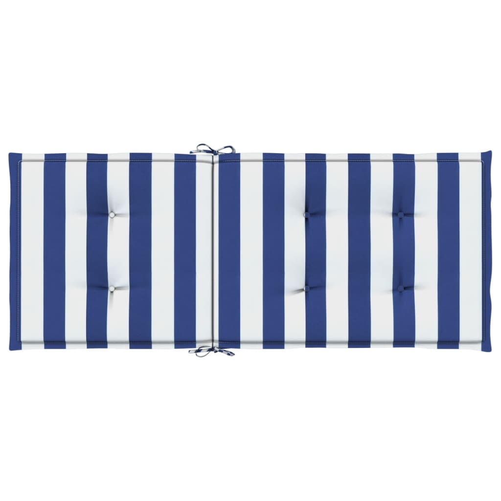 High Back Cushions 6 pcs Blue & White Striped Fabric