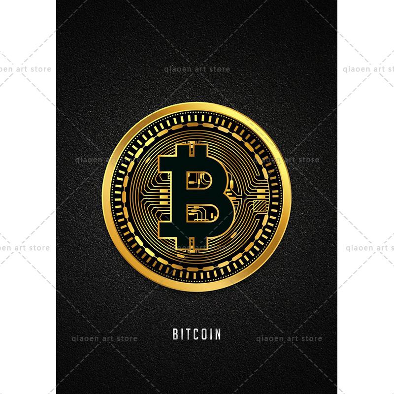 Abstract Golden Bitcoin Monero Cardano Canvas Painting Nordic Modern Wall Art Poster Print Pictures for Room Interior Home Decor