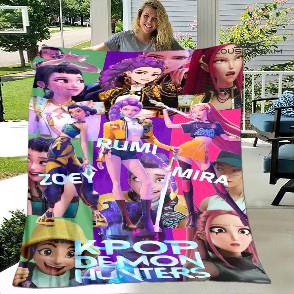 3D KPop Demon Hunters Cartoon blanket Warm blankets Soft and comfortable blanket Home Travel Blankets bed linings Birthday Gift