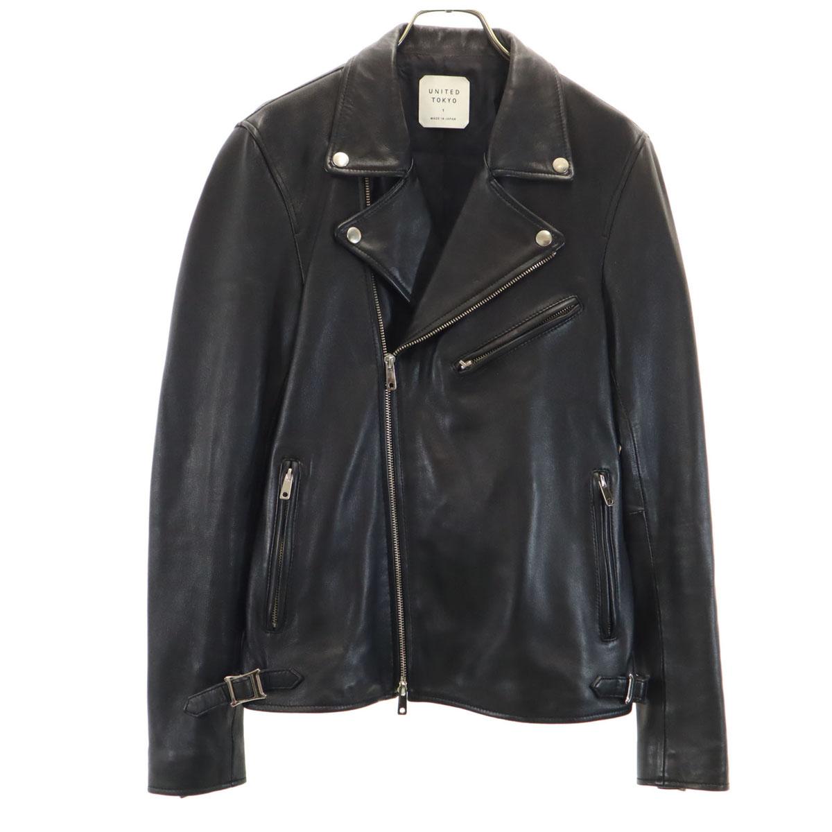 

UNITED TOKYO Sheepskin Leather Double riders jacket 1 black Men s Used