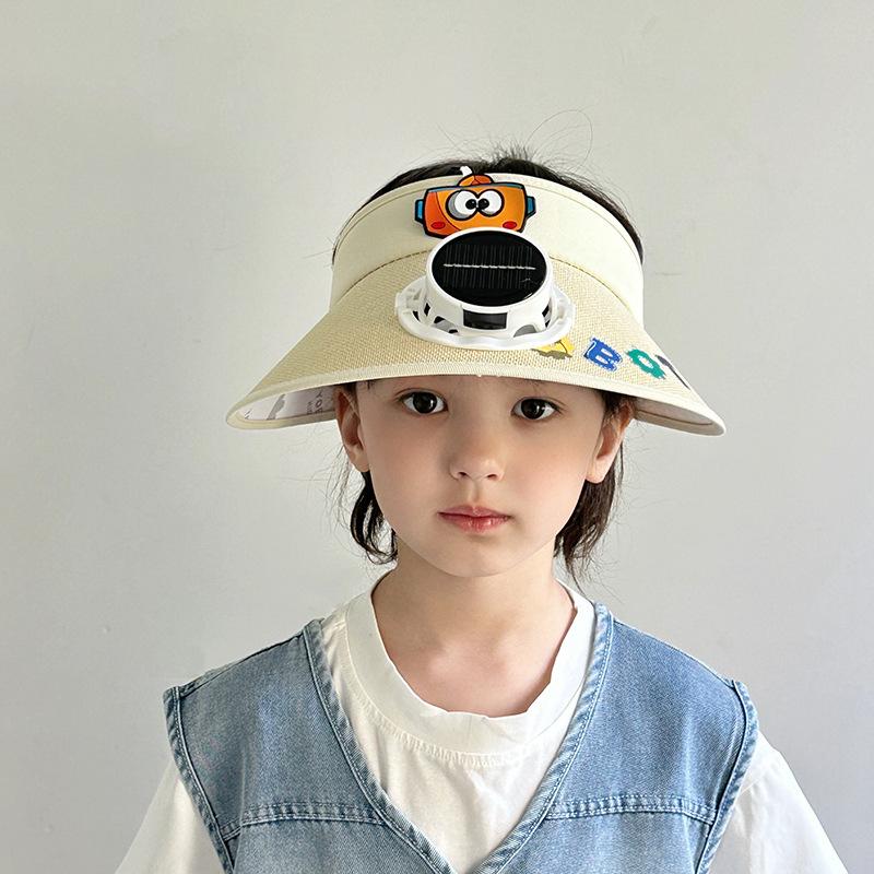 Solar Charging Fan Hat Children Summer Sun Protection Sun Hat Boy Girl Cartoon Sky Top Hat Sun Hat