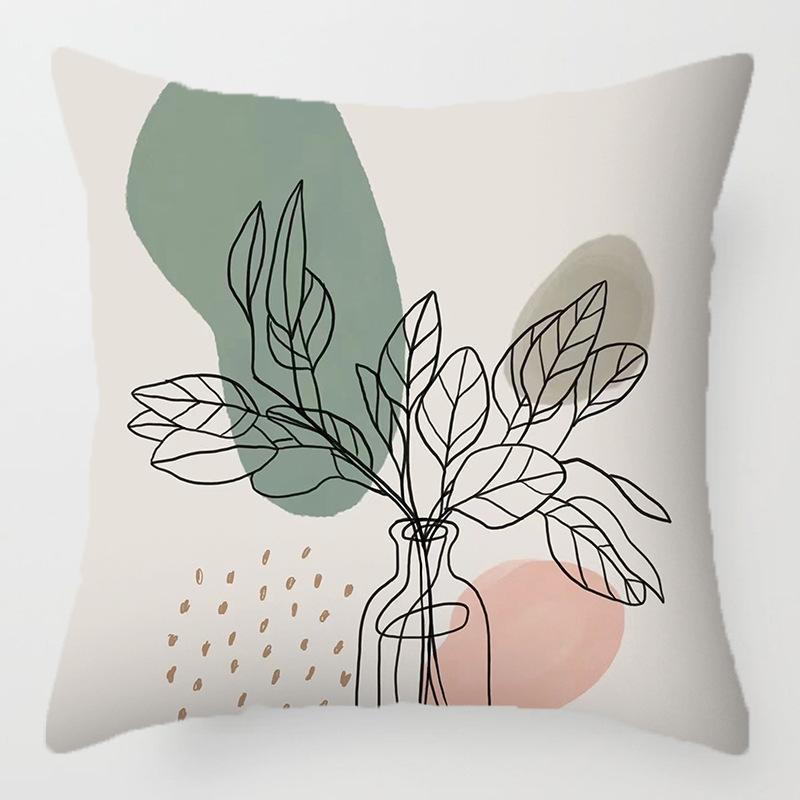 Morandi Abstract Artistic Patterns Throw Pillow Cover with Short Plush Print for Living Room Sofa Decoration Cushion Cover